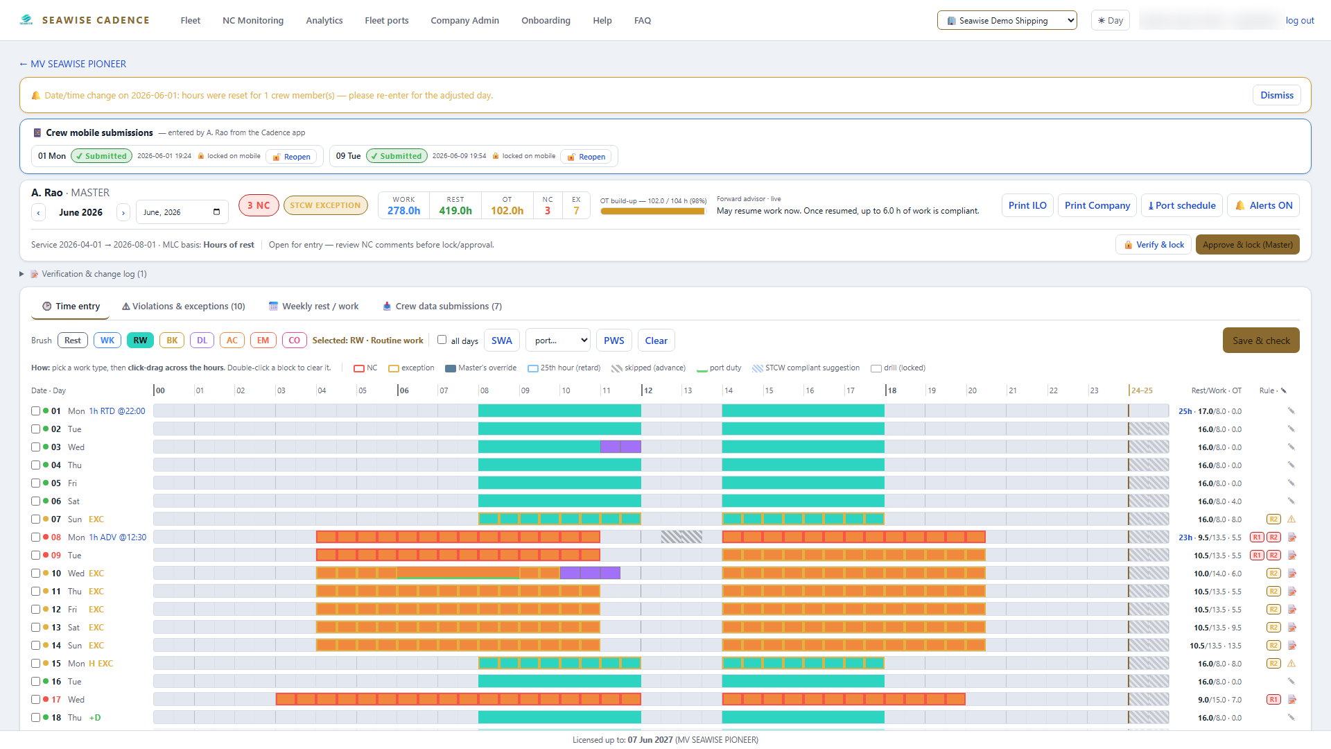 The 30-minute work/rest grid — the heart of the product