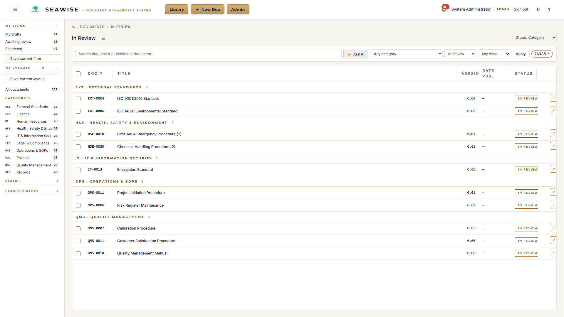 In-review workflow state